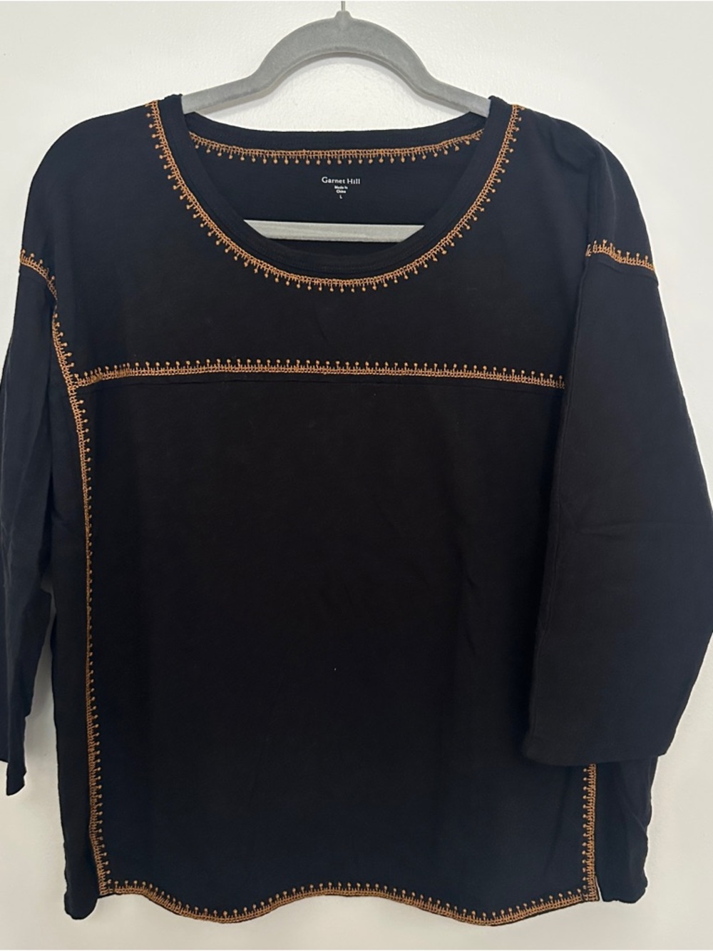 Black Top with Tan Contrast Stitching